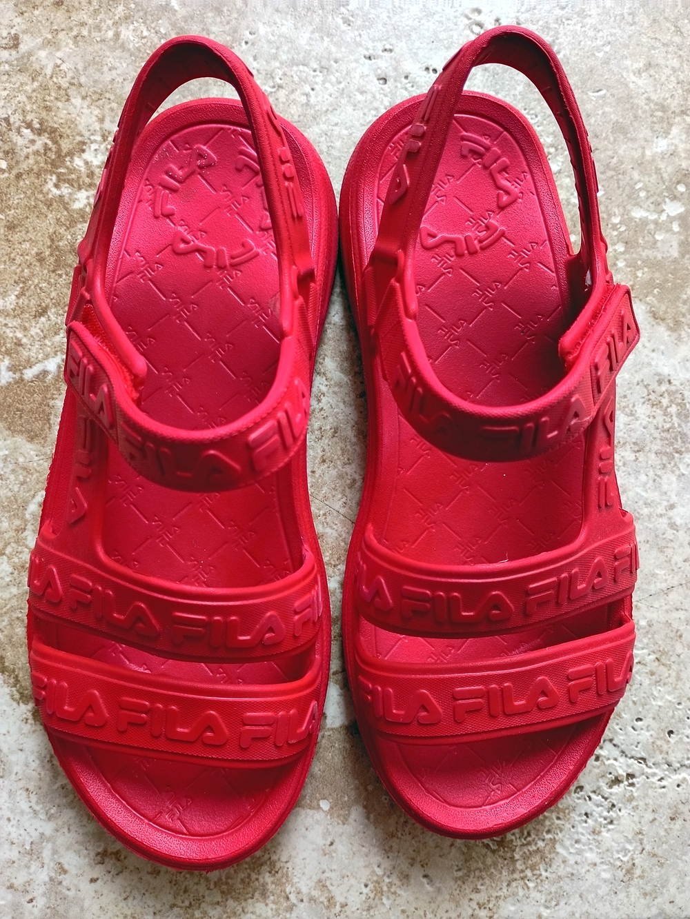 Fila Red Logo Strap Slingback Sandals